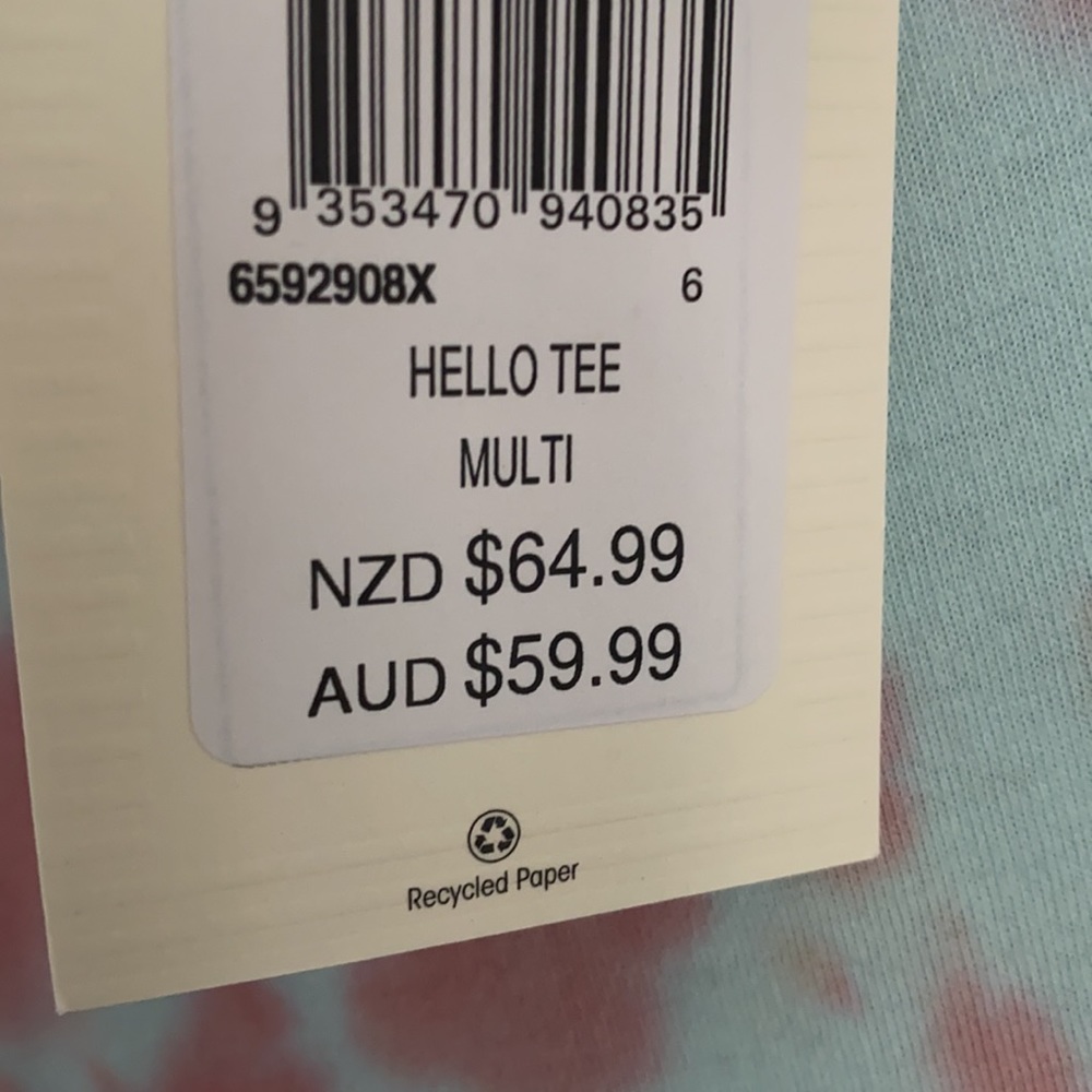 NWT Billabong Hello Tee Multi Shirt Tie Dye Size 6 - Picture 7 of 9